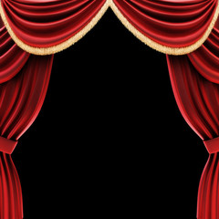 Open theater drapes or stage curtains