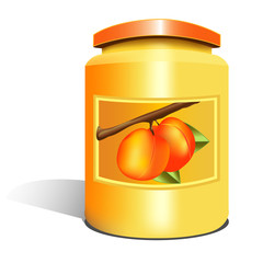 isolated apricot jam jar