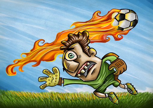 O goleiro e a bola de fogo