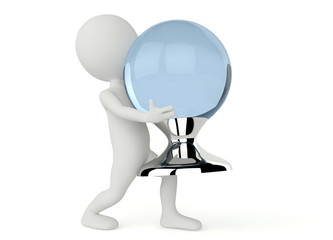 3d humanoid character with crystall ball