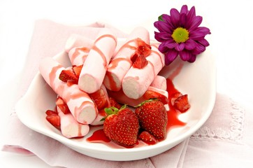 Nubes de azucar con fresas