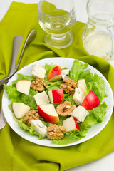 salad with cheese gorgonzola and apple on the plate