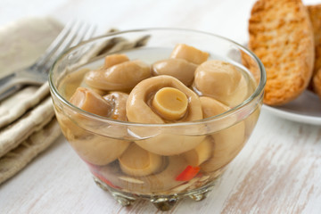 marinated mushrooms in bowl