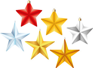 christmas stars decorations photo-realistic illustration