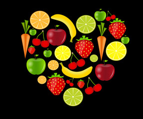 fresh fruits vector illustration