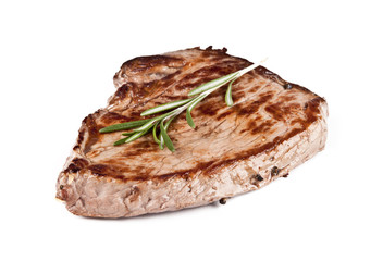 Delicious beef steak isolated on white background