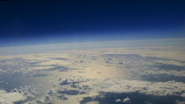 Earth seen from space, approaching earth in spaceship