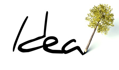 Idea concept, ecology wooden pencil tree