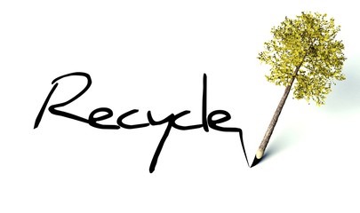 Recycle concept, ecology wooden pencil tree