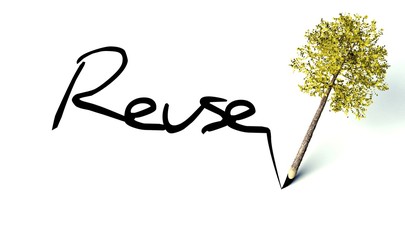 Reuse concept, ecology wooden pencil tree