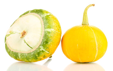 two pumpkins isolated on white