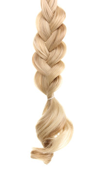 Blond Hair Braided In Pigtail Isolated On White