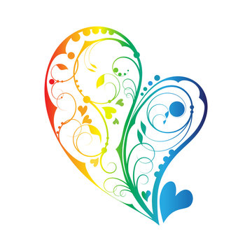 Abstract vector heart with butterflies. Element for design.