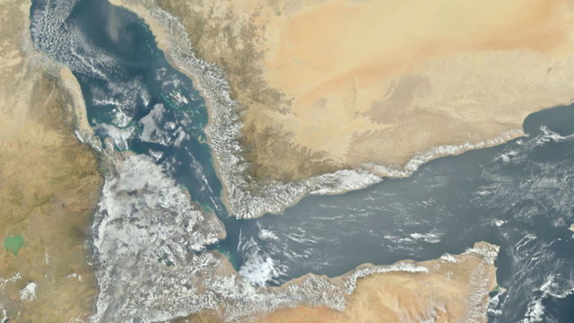 View from satellite flying over Red Sea