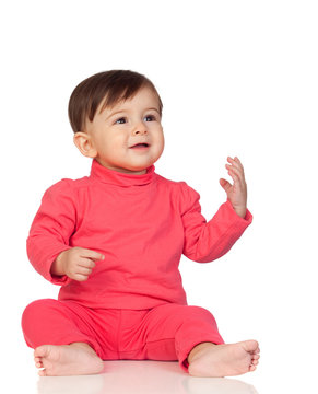 Adorable Baby Girl Looking Up