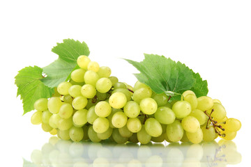 ripe sweet grapes isolated on white.
