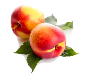 ripe nectarines, isolated on white