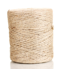 Hank of twine isolated on white.