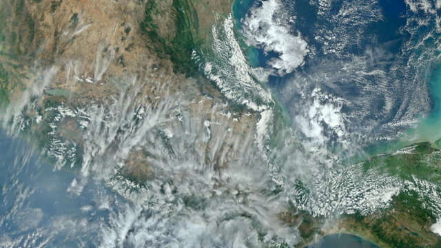 View from satellite flying over Central America