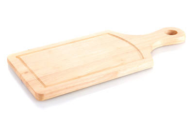wooden cutting board isolated on white