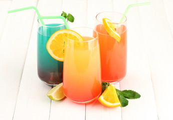 Three cocktails on white background