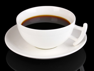 A cup of strong coffee isolated on black