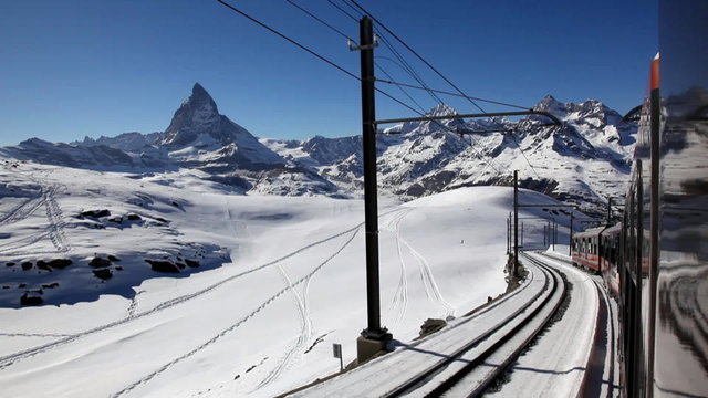 Railway to Gornergrat, with Matterhorn, Switzerland
