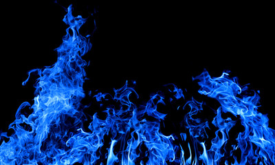 large dark blue fire on black