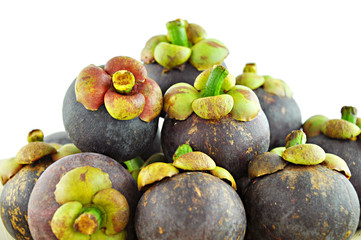 Pile of mangosteens - tropical fruit 