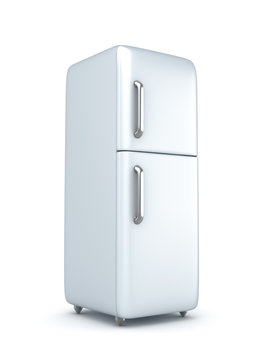 Modern refrigerator over white background