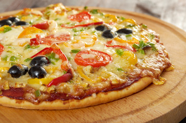 home pizza with tomato and eggplant