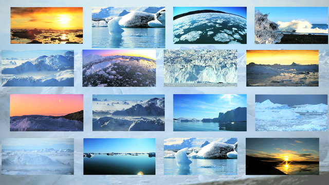 Montage Images Melting Arctic Glacial Ice