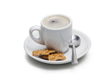 Coffee cup with biscuit