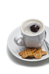 Coffee cup with biscuit