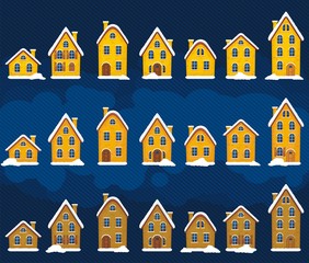 Set of winter houses