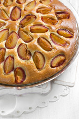Homemade plum pie