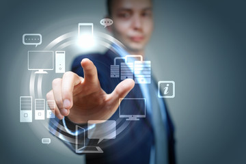 hand pushing on a touch screen