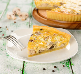 French tart with mushrooms and cheese