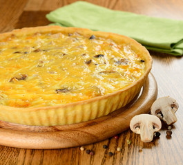 French tart with mushrooms and cheese