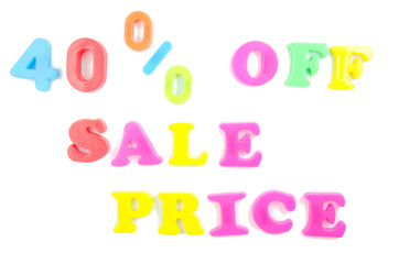40% off sale price written in fridge magnets