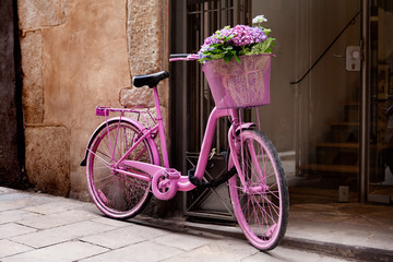 Fototapeta na wymiar różowy rower