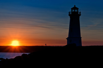 Lighthouse during sunrise in the early morning