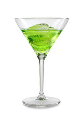 Green cocktail and ice