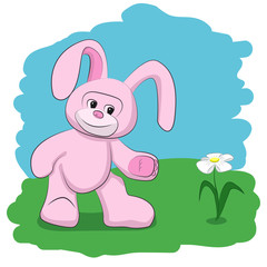 Toy bunny and flower vector illustration