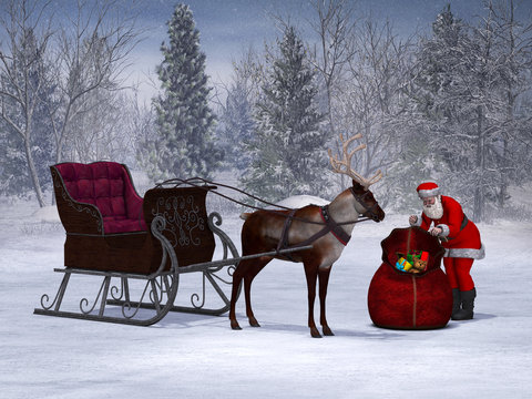 Santa preparing his sleigh ride.