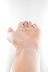 Opened hand over white background
