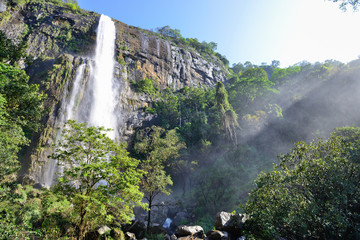 The waterfall with sunlight