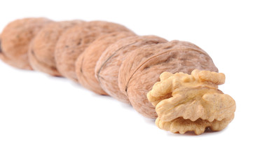 walnuts on a white background