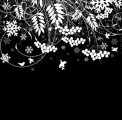 winter floral background with snowflakes
