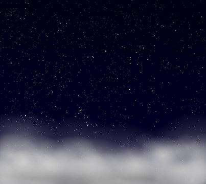Stars in the night sky with clouds